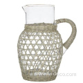 clear glass pitcher set with handle